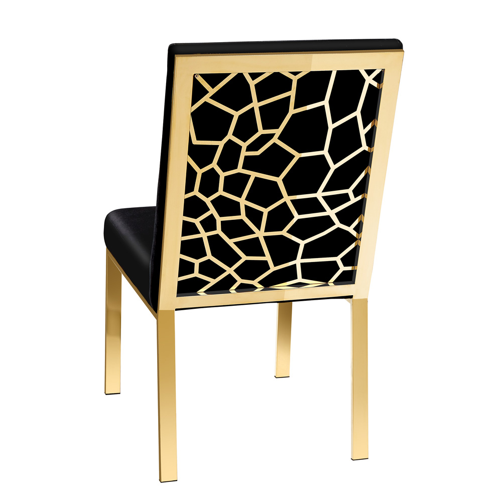 Wellington Gold Dining Chair: Black Velvet
